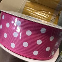 Pink Polka Dots 1.5” Ribbon 