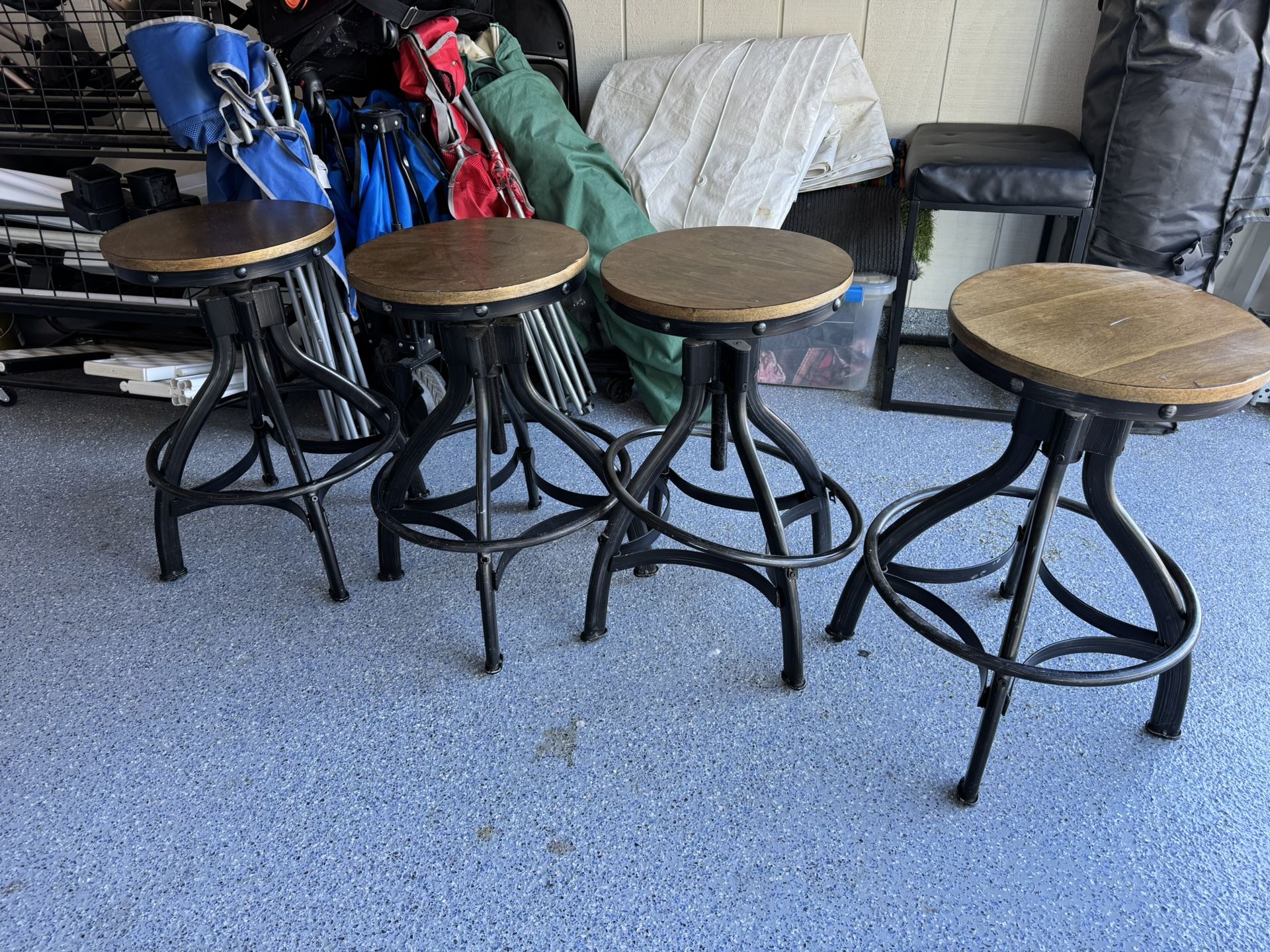 Wood And Metal Stools