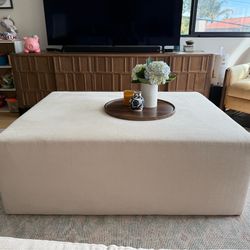Custom beige performance ottoman