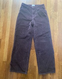 Hi Rise Wide Leg Relaxed Brown Corduroy Pants