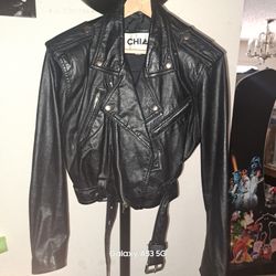 VINTAGE LEATHER MOTORCYCLE JACKET (CHIA)