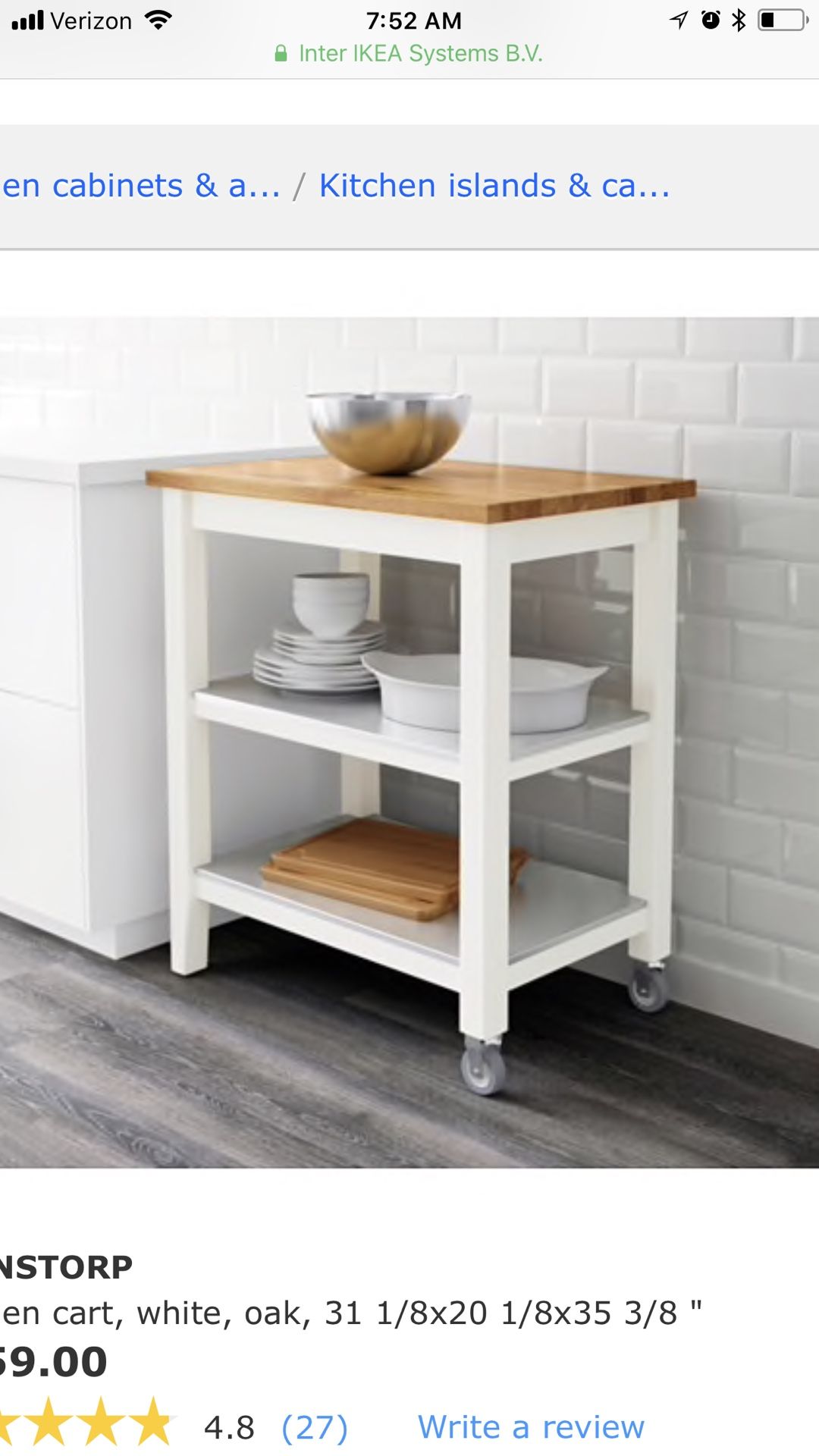 New IKEA kitchen island / bar cart