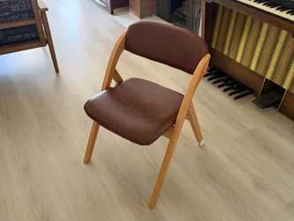 NEW Set of 2 Wood Folding Chairs – Brown Padded Seats & Backs