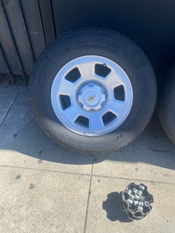 Set 17” Chevy Colorado Steelies 6x120 pcd, with tires, caps and lugs included, sell all $225.00 cash