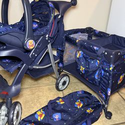 Vintage Disney Winnie the Pooh Doll Stroller Set Hauck Fun For Kids – READ (damages)