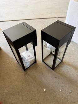 Black Outdoor Wall Lantern Sconces – Set of 2