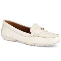COACH Woman's Odette Casual Loafers Cream Size 5.5 B.  New with tags.  metallic tumbled leather updates the iconic loafer with liquid shine or subtle 