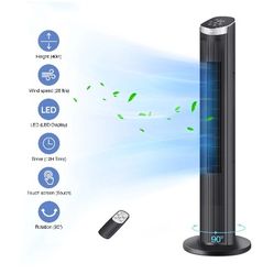 40Inch Tower Fans for Home, CIICII 90° Oscillating Floor Fan, LED Display with Remote,28ft/s High Velocity, 5 Speeds, 12H Timer, 3 Modes- Black
