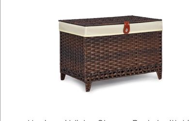 Dark brown wicker basket storage chest