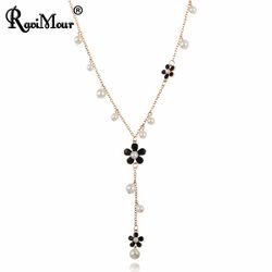 Women Luxury Long Flower Necklace