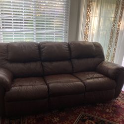 Faux leather sofa and loveseat/ recliner - Dark Brown