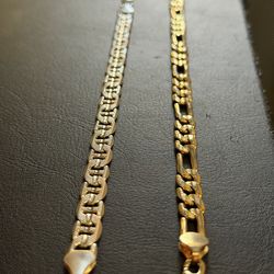 14k Figaro & Mariner Gold Bracelets