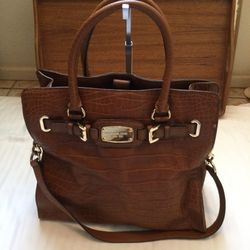 Michael Kors Hamilton Croc Embossed Purse Tote 