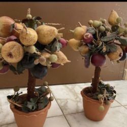 Two topiary fruit trees