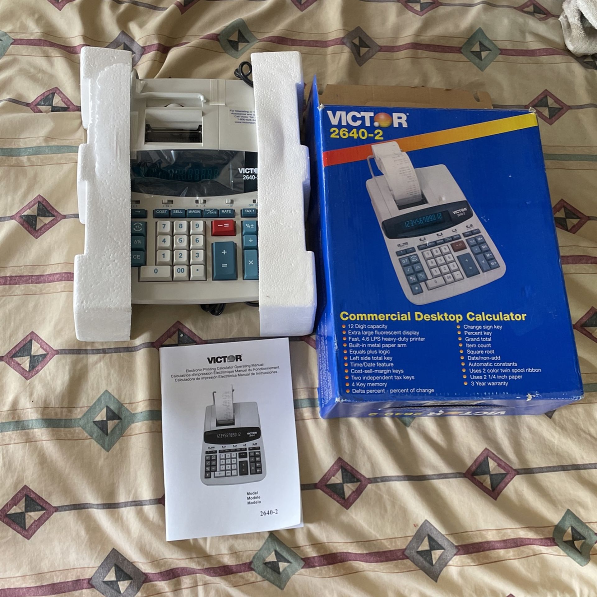 Victor 2640-2 Two-color Printing Calculator 12-digit Fluorescent Black-Red