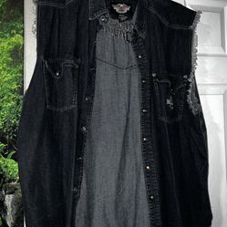 HARLEY-DAVIDSON MOTORCYCLE BIKER DENIM VEST