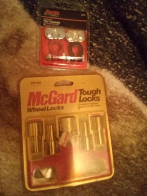 WHEEL LOCKS BATTERY TERMINAL Post Terminals McGuard Rim Tire Key Lug Nut Nuts Ever Start 12v Positive Negative