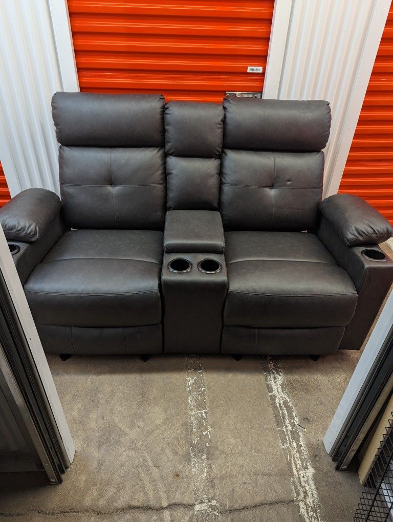 Modern Grey Love Seat Sofa Recliner With Warmer