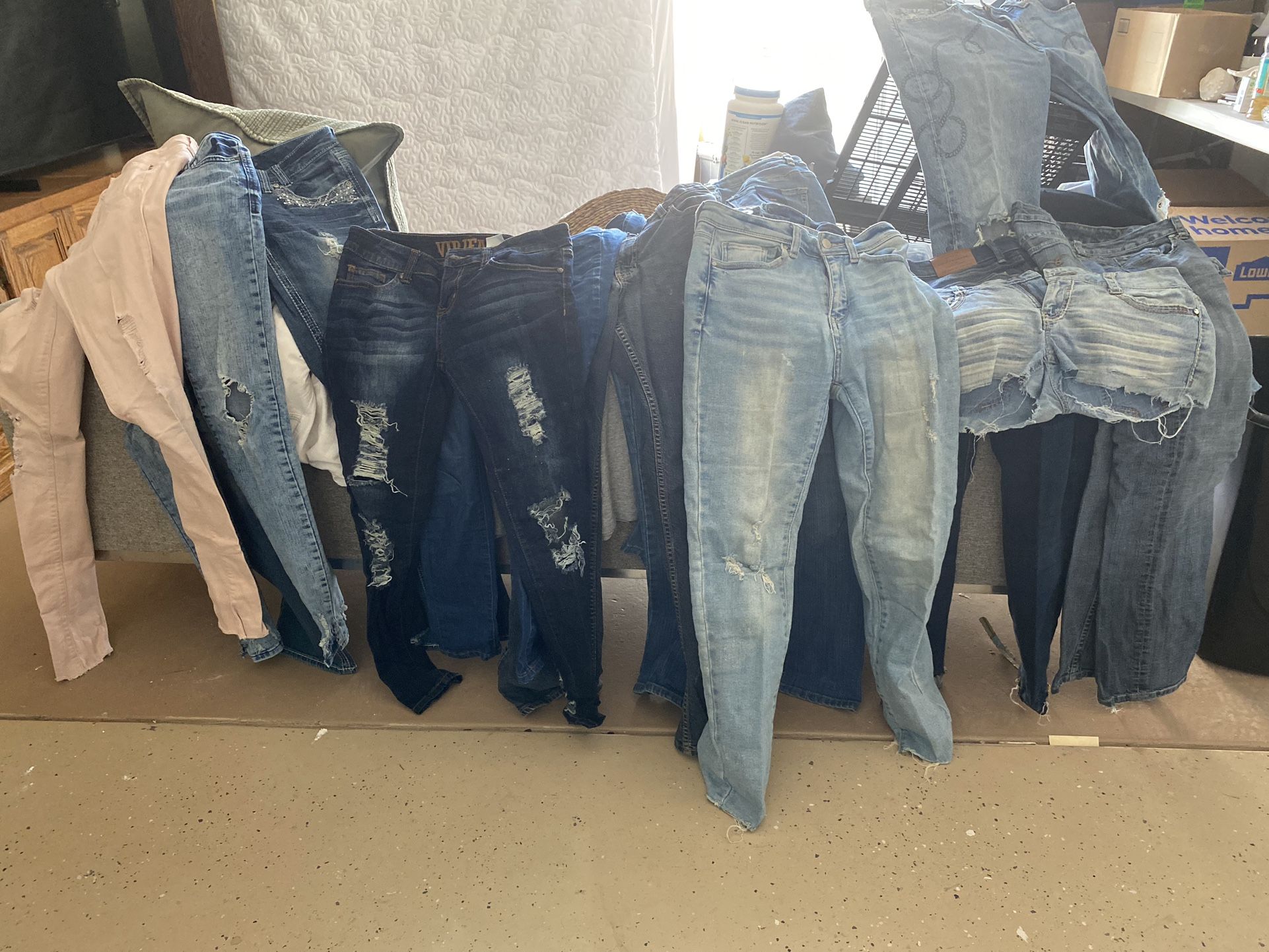 13 Women’s Designer Jeans. 1 Overall Denim 1 Daisy Duke 1 Mini Length Button Fly