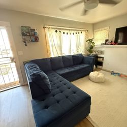 Dark Blue Suede  Living Spaces Sectional