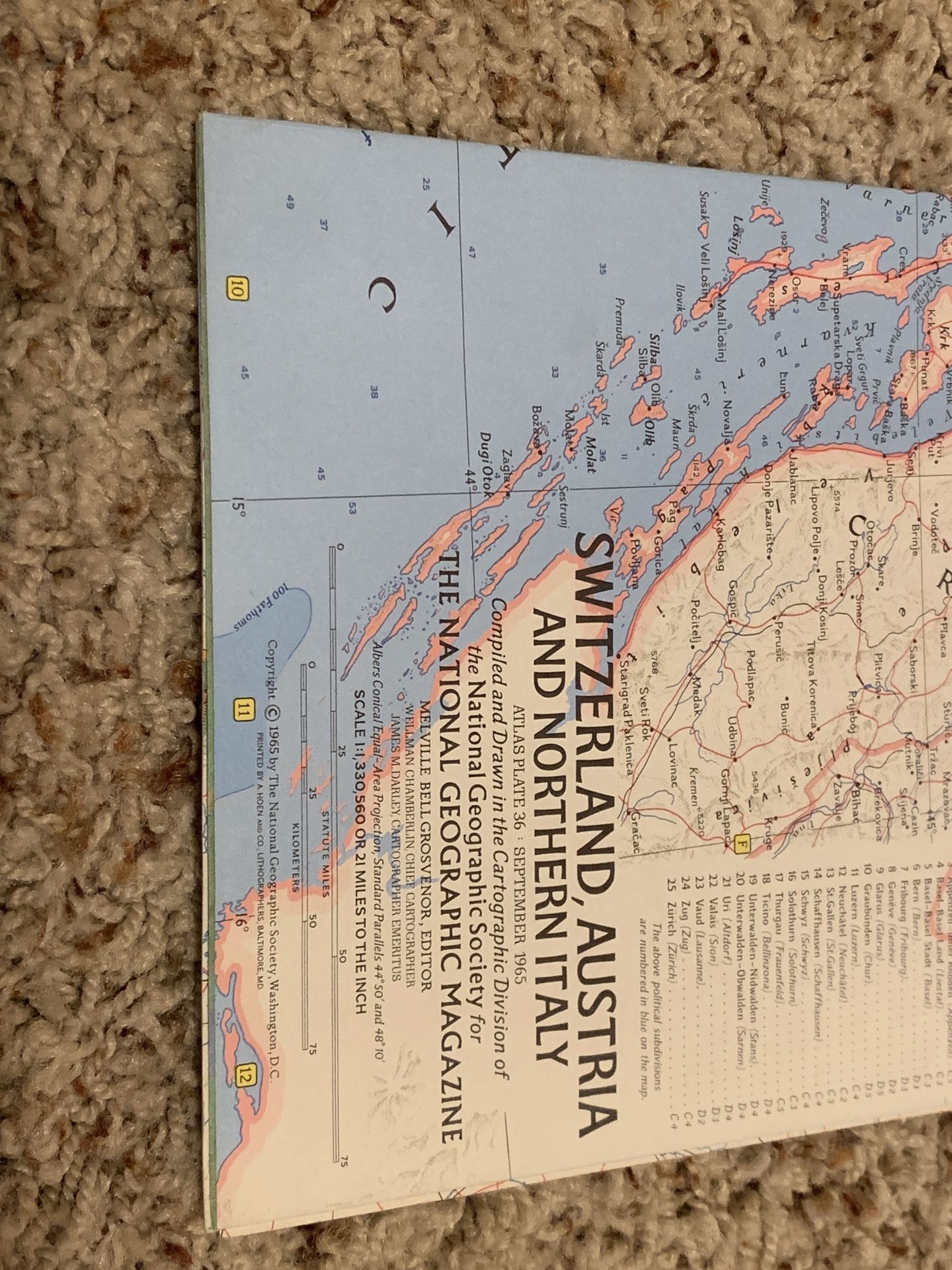 National Geographic 1965 Switzerland, Austria, and Northern Italy Map