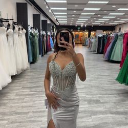 Silver prom dress