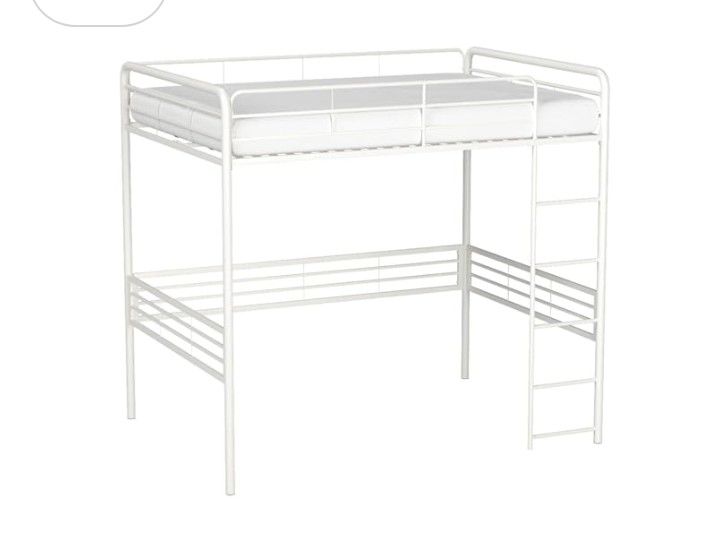 White Metal Loft Bed, Full Size, Fairly New