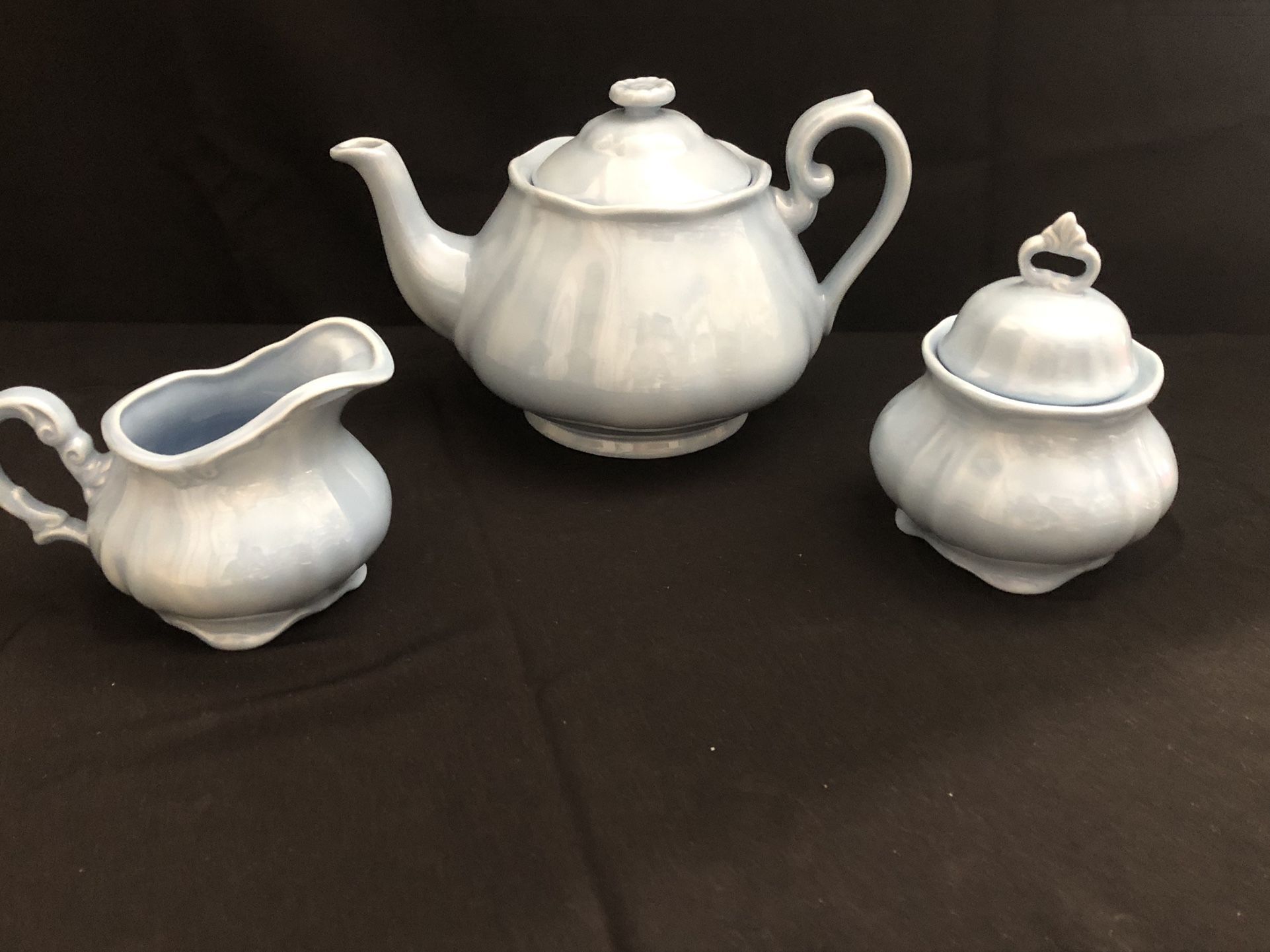 Light Blue Teapot, Cream And Sugar