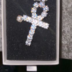 Moissanite Ankh pendant .925 Silver