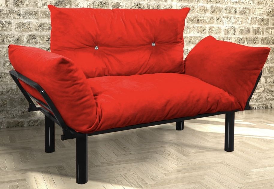 Brand New —2—Foam and Metal Contemporary Loveseat — Color, Red—-