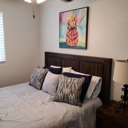 Queen Bedframe - Dark Rustic Wood