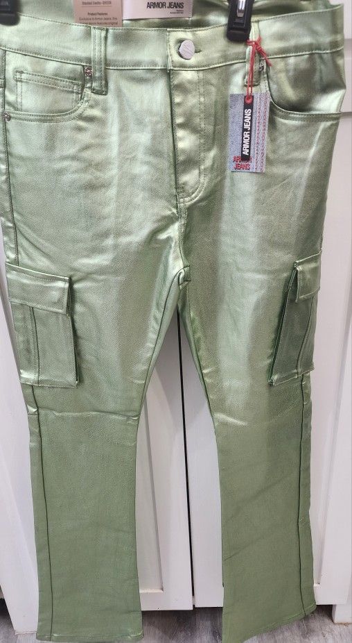 NWT Armor Jeans Stacked Green Cargo pockets 34x36 Streetwear $110 RetailPick up 77095 near Telge/West