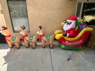 12 Ft Christmas   Inflatable Santa Claus on Sleigh and 3 Reindeer