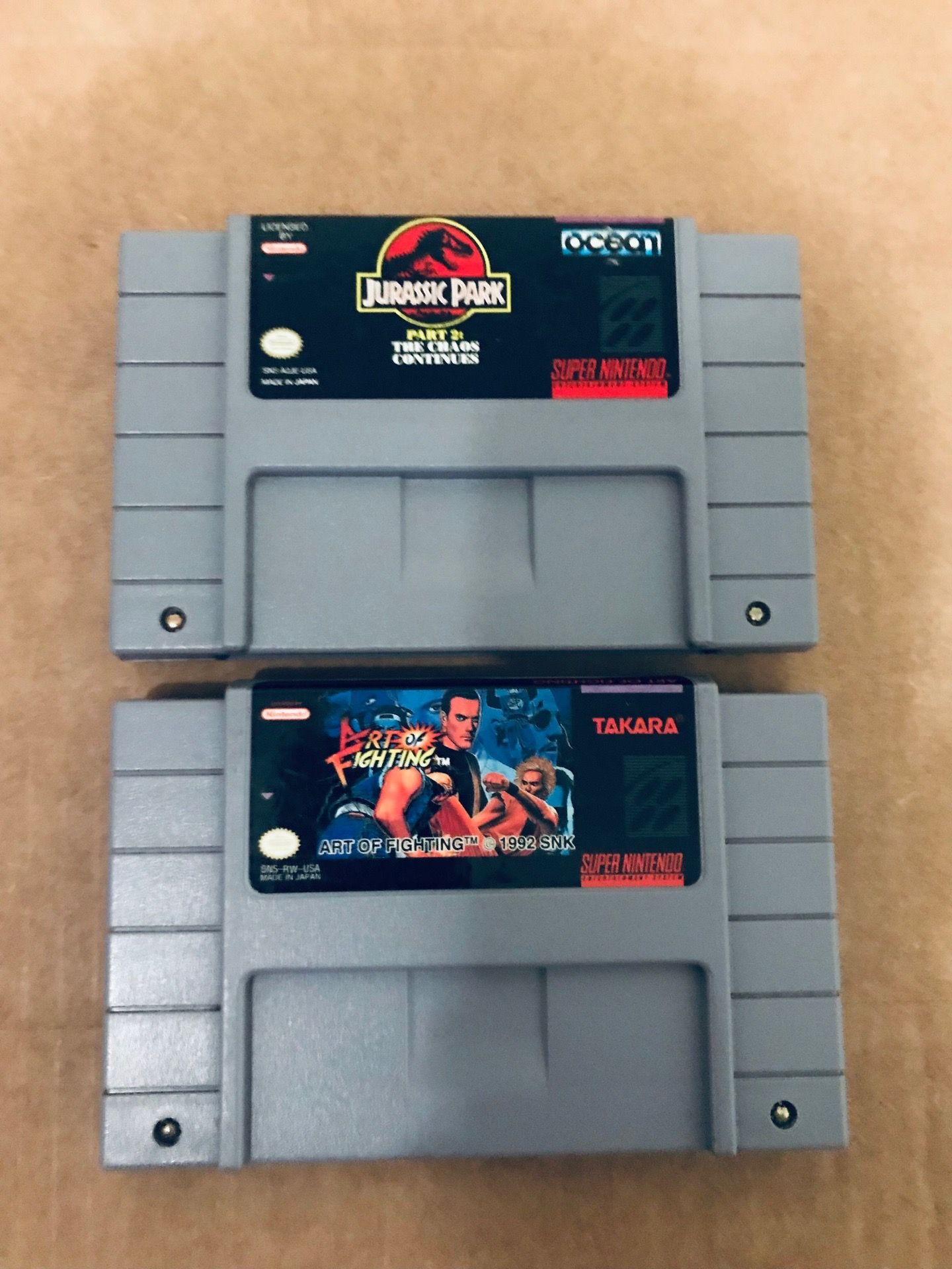 Authentic super Nintendo SNES games Jurassic Park - Art of fighting In very good condition adult on fully functional $25 Frim for Both