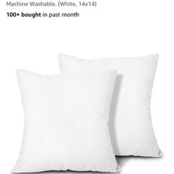 EDOW Throw Pillow Inserts, Set of 2 Lightweight Down Alternative Polyester Pillow, Couch Cushion, Sham Stuffer, Machine Washable. (White, 16x16)