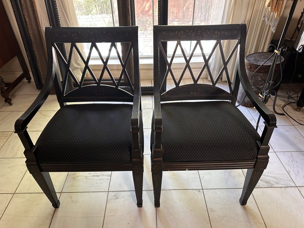 Black Wood Armchair Set Of 2