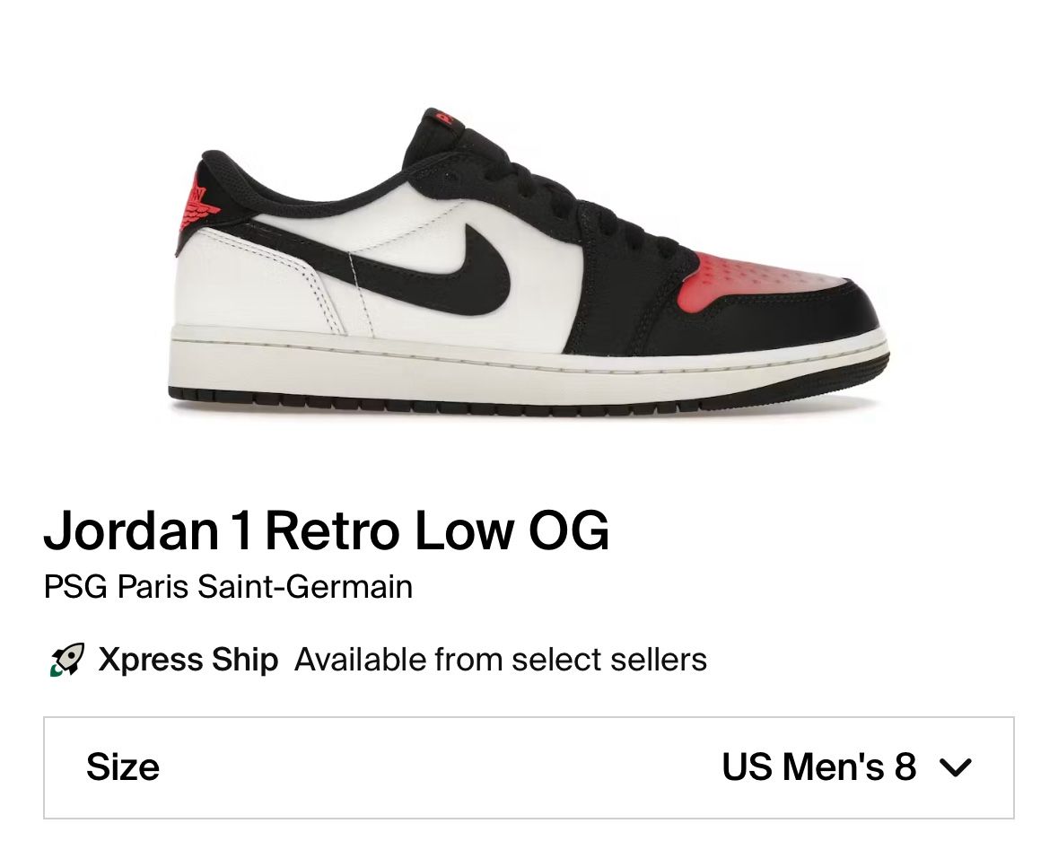 Jordan 1 Retro Low OG PSG Paris Saint-Germain