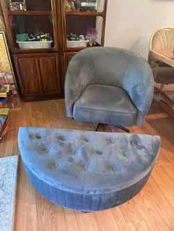Velvet Chair with Storage Ottoman