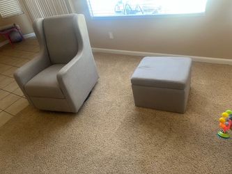 Adrian Swivel Glider with Storage Ottoman