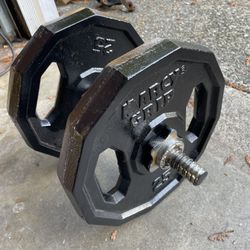 2x 25 lb (50 lbs) freshly painted Marcy Grip Olympic cast iron Weight Plates