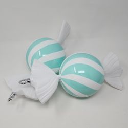 Vickerman 13" Seafoam Round Swirl Candy Ornament.
