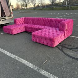 Hot Pink Plush Fuschia oversized comfy sectional will deliver straight to your door 700 bucks