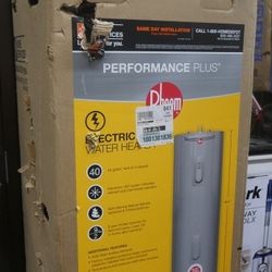 Rheem performances plus 40 gallon electric water heater w 9 years warranty new 886226-1