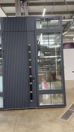 Modern Aluminum Front Door with Sidelight