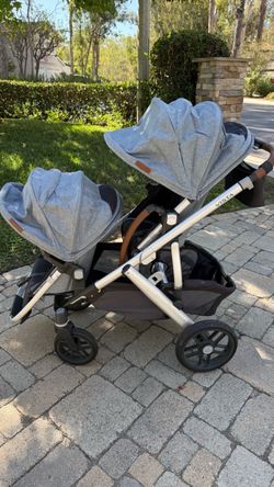 UPPAbaby Vista Double Stroller (Dual Seat) + Travel Bag, Snack Tray, Mosquito Net