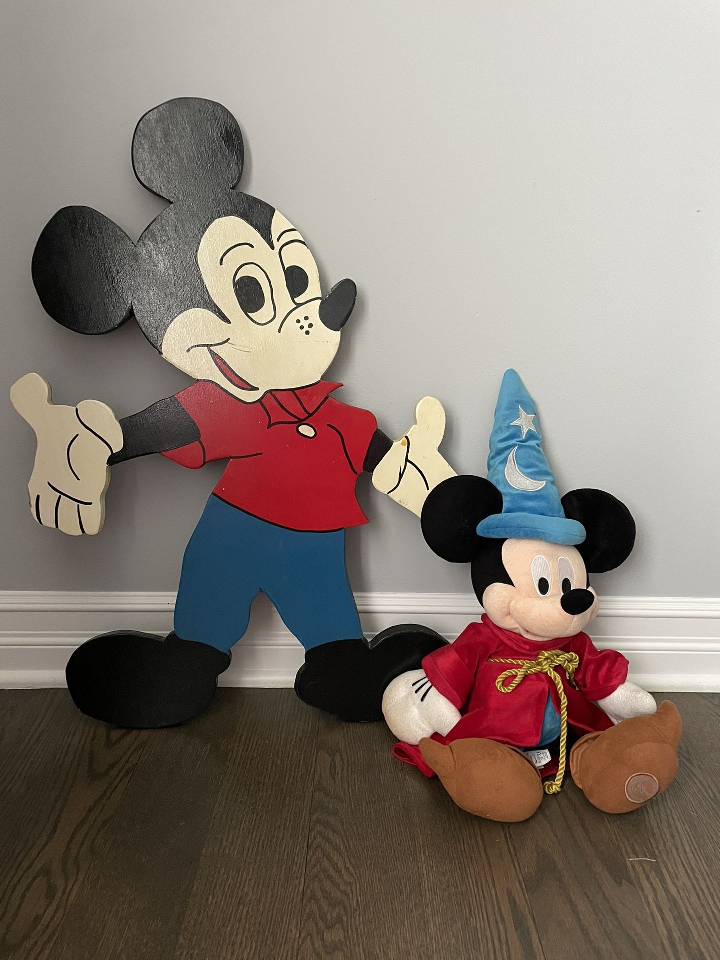 mickey mouse wooden cut out and plush toy "22
