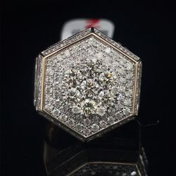10KT Yellow Gold Hexagon Diamond Ring 9.40g 3CTW Size 10 183549/5