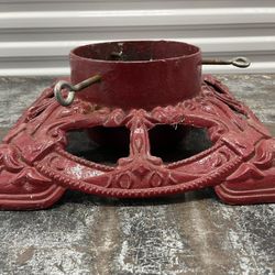 Vintage Traditional Red Cast Iron Christmas Tree Stand