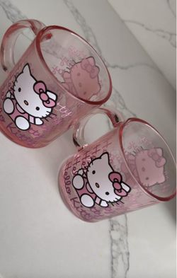 New Pink Glass Hello Kitty Mugs