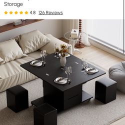 Foldable Coffee Table With Stools